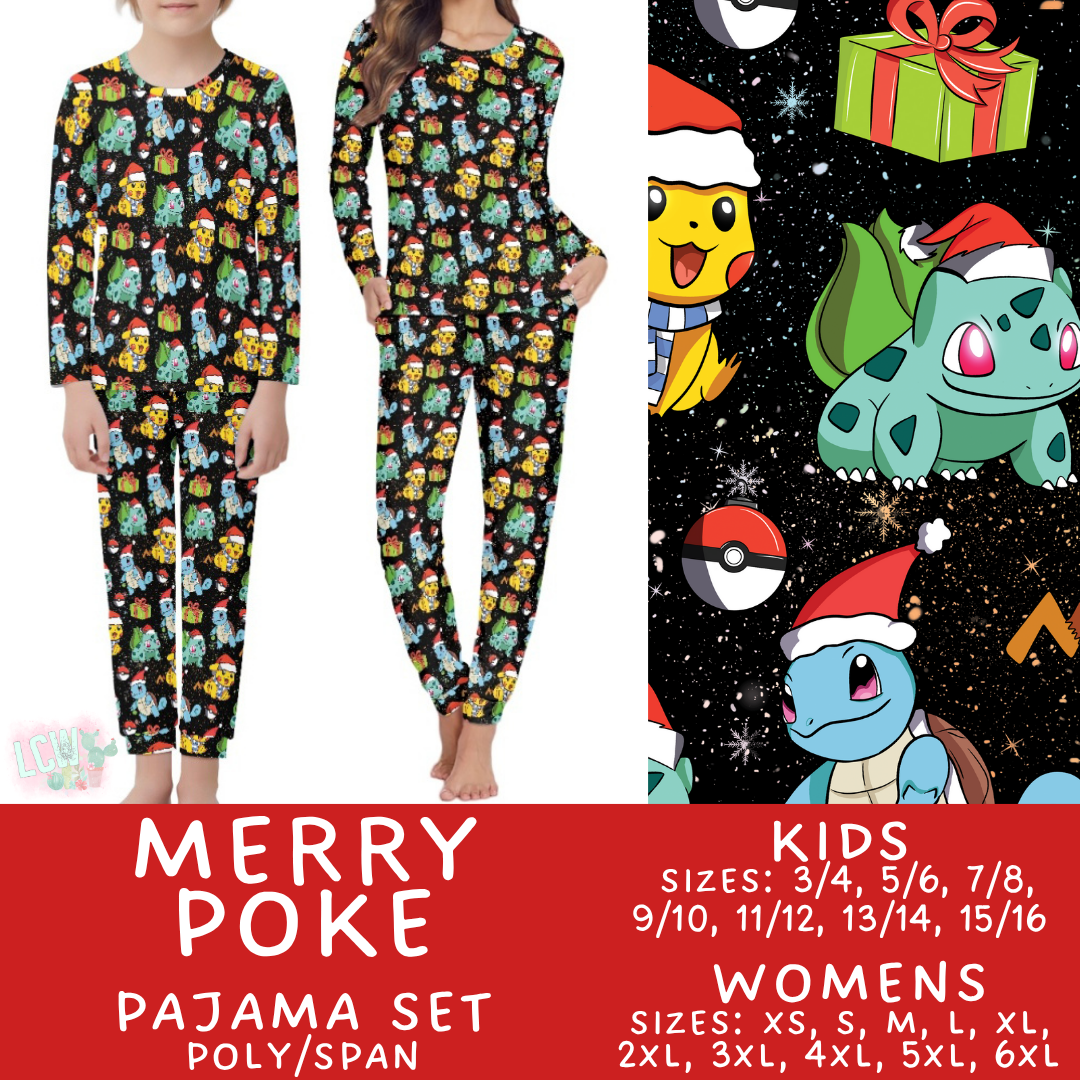 Batch #431 - Character Christmas Pajamas - Closes 10/16 - ETA late Nov - Merry Poke Women's & Kid's Pajama Set