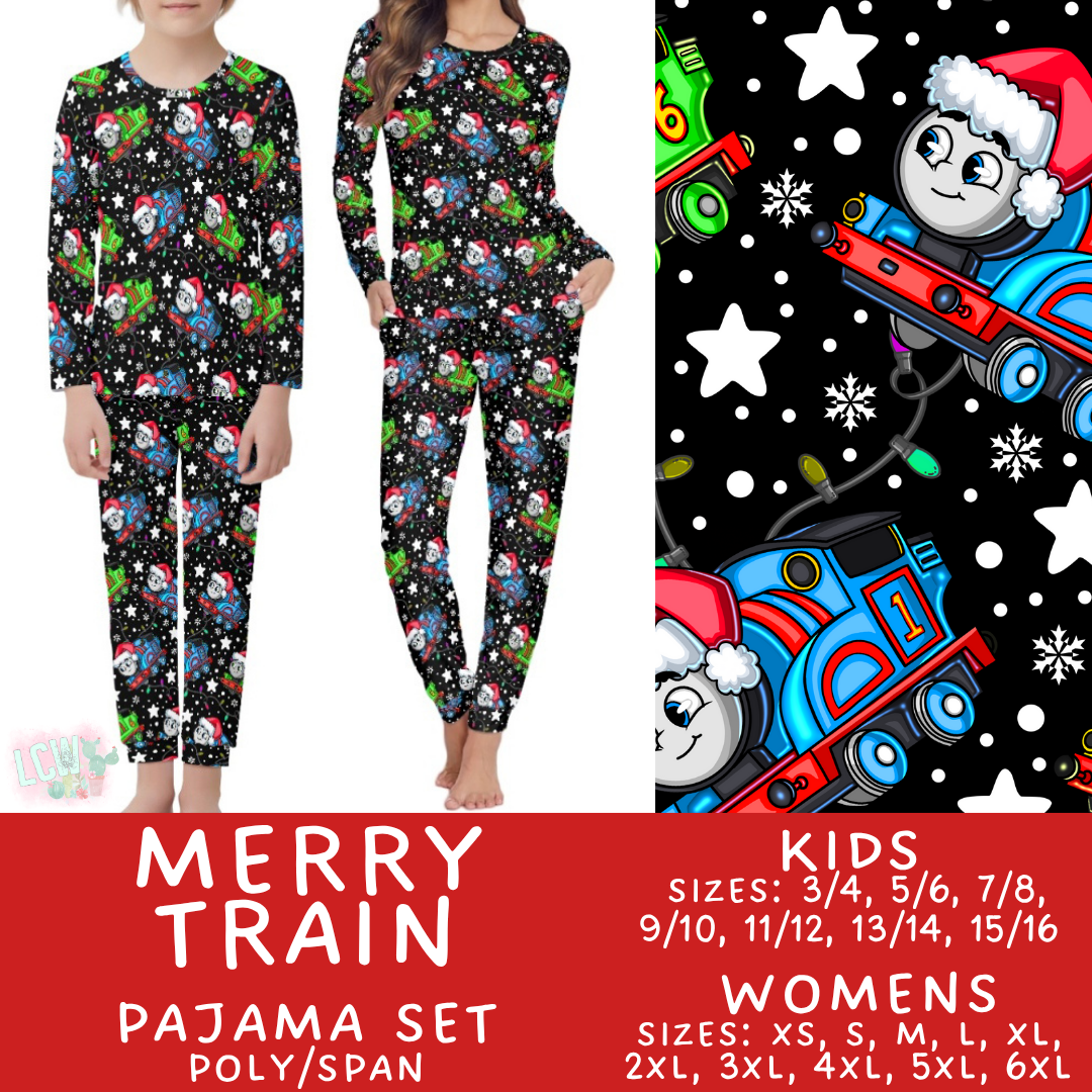 Batch #431 - Character Christmas Pajamas - Closes 10/16 - ETA late Nov - Merry Train Women's & Kid's Pajama Set