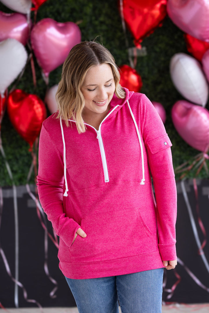 IN STOCK Pixie Pocket Halfzip Hoodie - Hot Pink