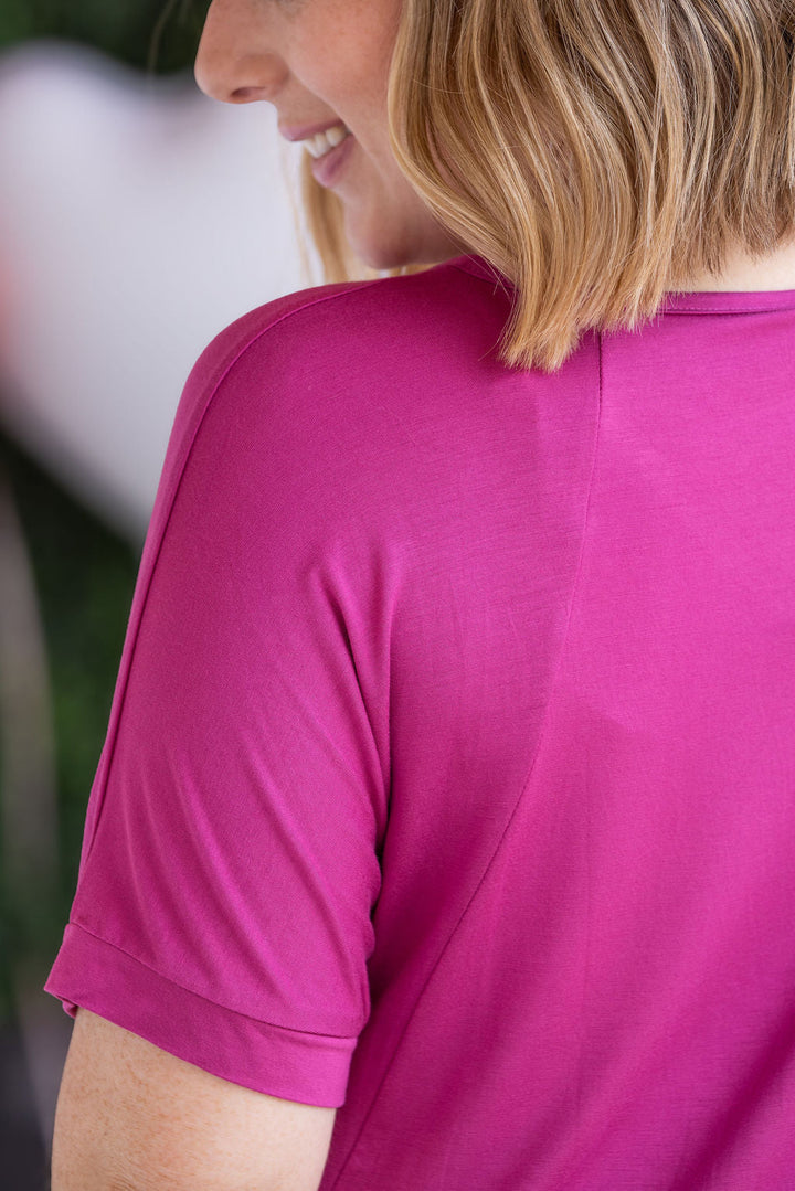 IN STOCK Bamboo V Neck Tee - Magenta