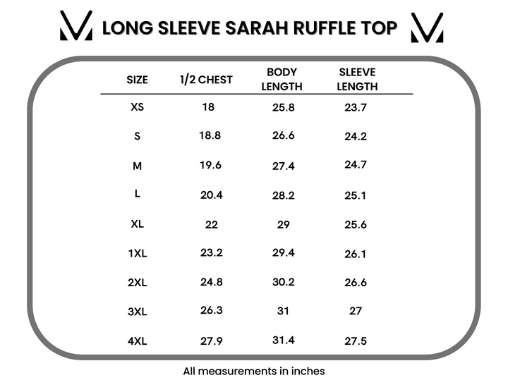 IN STOCK Long Sleeve Sarah Ruffle Top - Autumn Vines