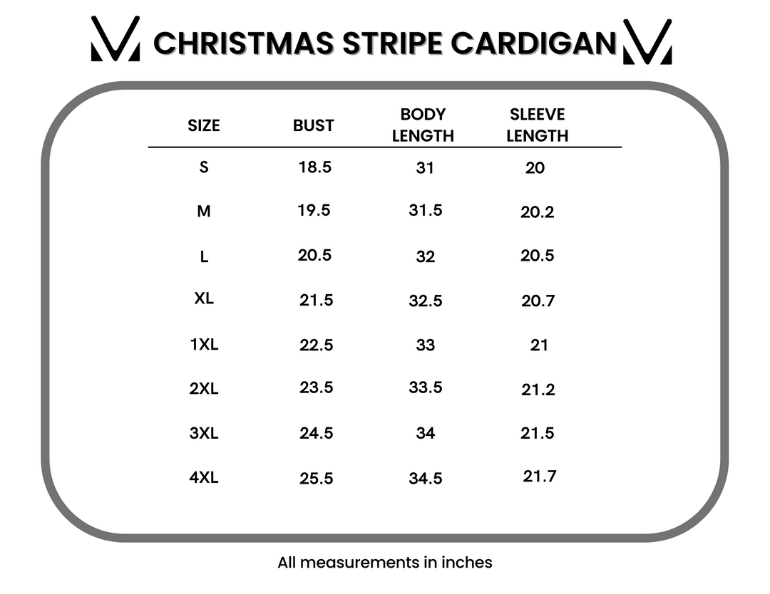 IN STOCK Stripe Cardigan - Christmas Stripe