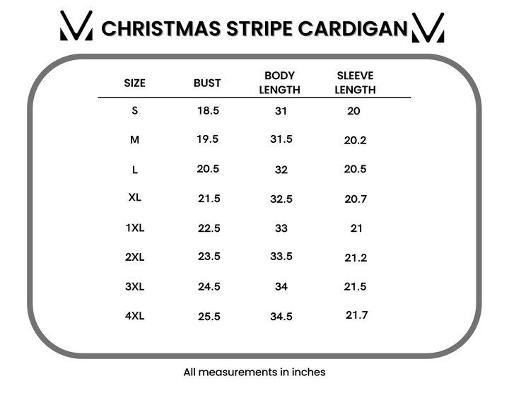 IN STOCK Stripe Cardigan - Christmas Stripe