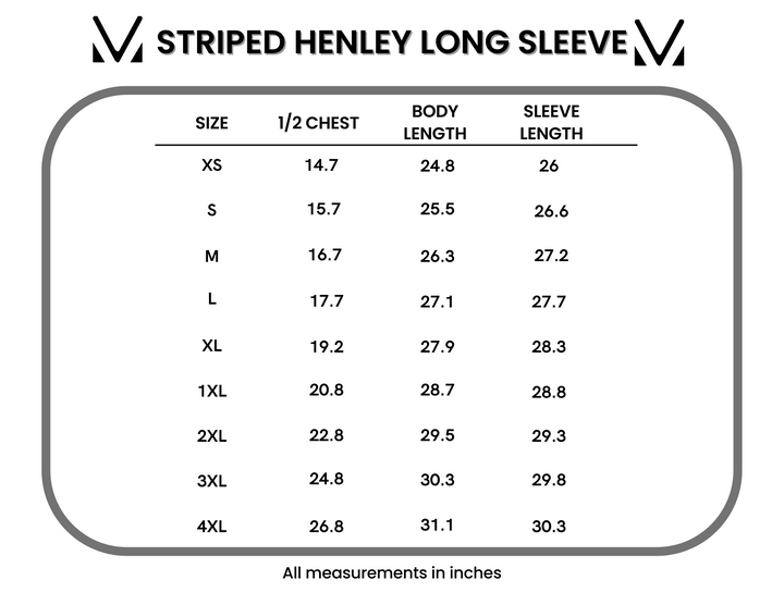 IN STOCK Striped Henley Long Sleeve - Burgundy
