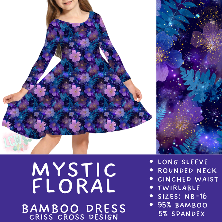 Batch #444 - Long Sleeve Bamboo Dress - Closes 11/7 - ETA late Dec - Mystic Floral Long Sleeve Criss-Cross Bamboo Dress