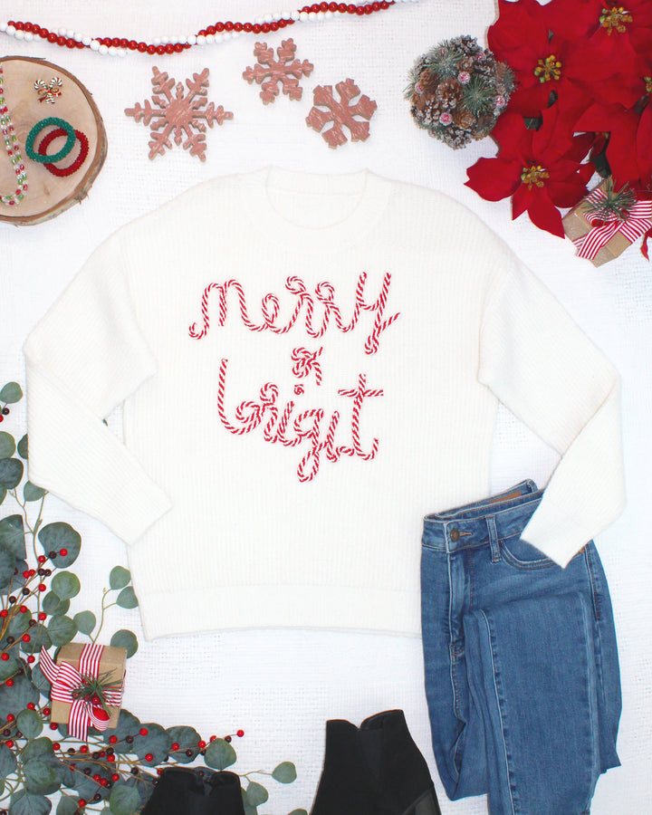 IN STOCK Merry &amp; Bright Candy Cane Sweater