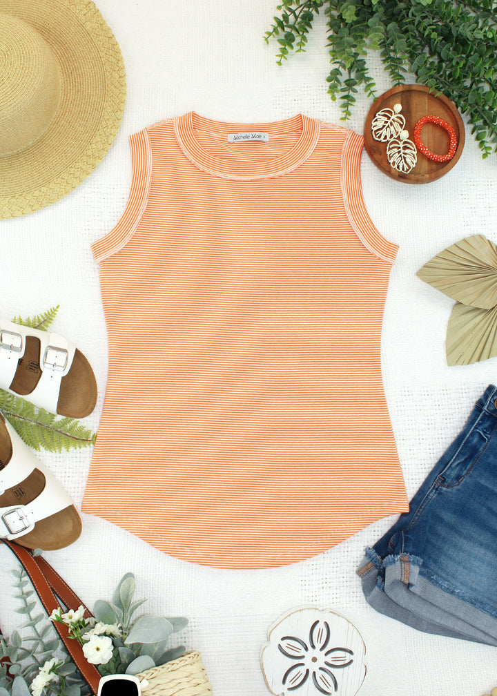IN STOCK Morgan Micro Striped Tank - Orange
