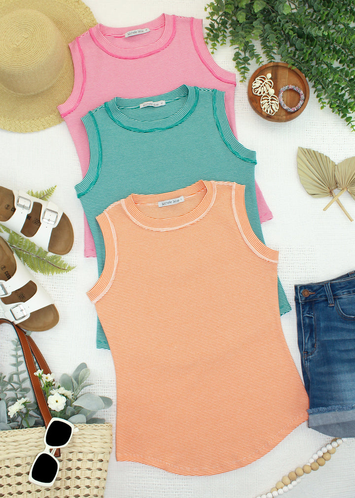 IN STOCK Morgan Micro Striped Tank - Orange