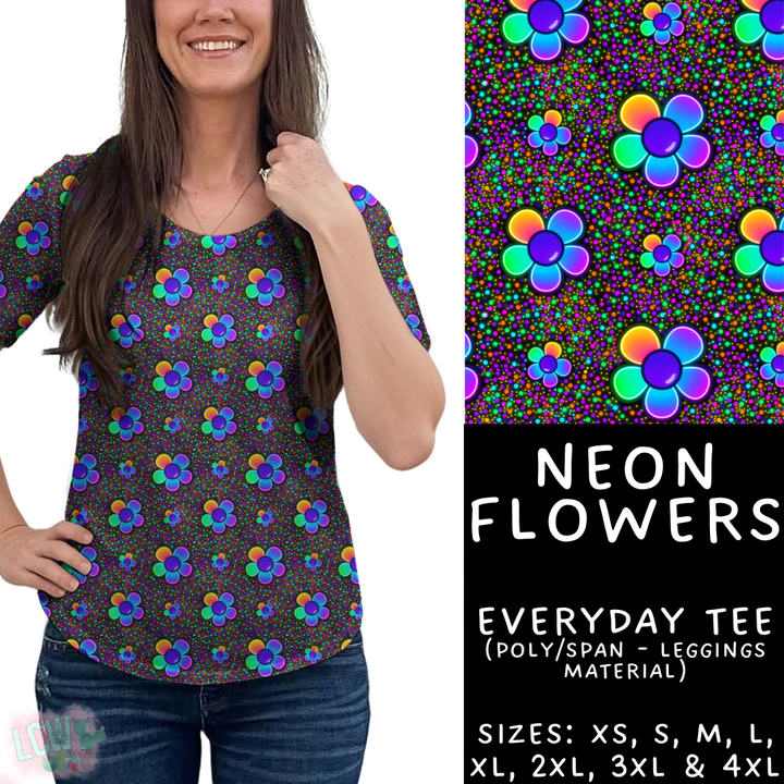Batch #408 - Fun Run 14 - Closes 9/5 - ETA mid/late October - Neon Flowers Everyday Tee