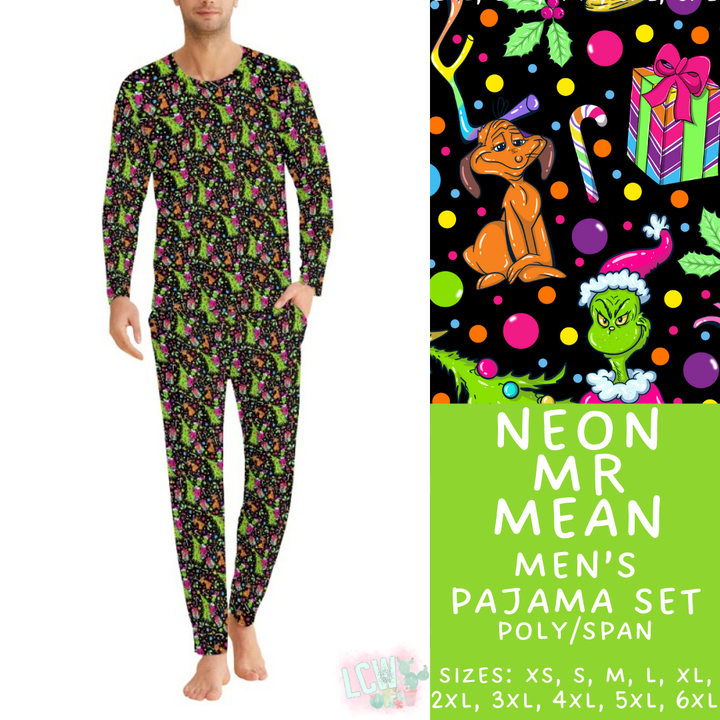 Batch #412 - Christmas Family Pajamas 2 - Closes 9/12 - ETA late October - Neon Mr Mean Men's Pajama Set