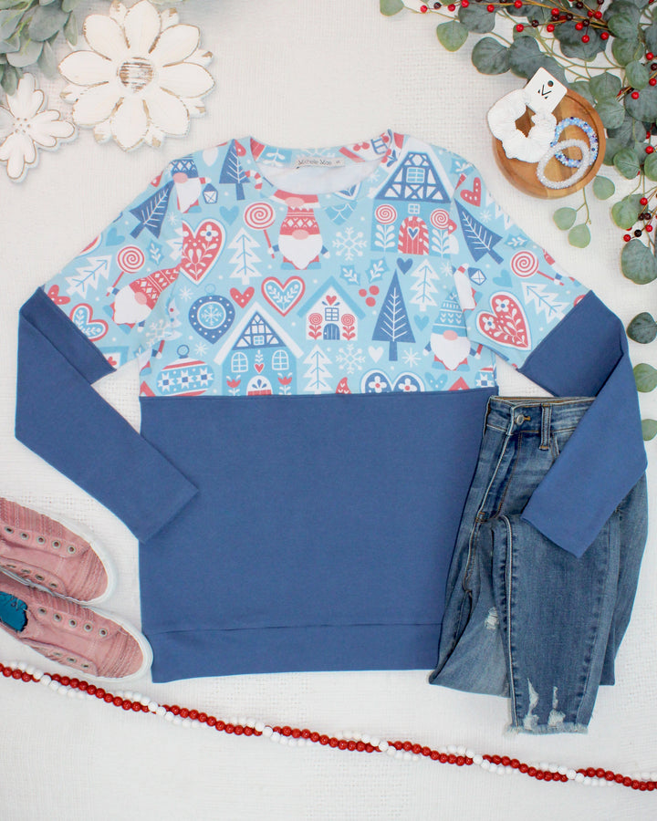IN STOCK Natalie Pullover - Winter Gnome and Blue
