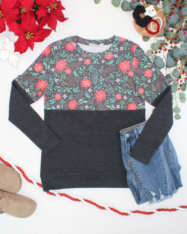 IN STOCK Natalie Pullover - Poinsettia Nights