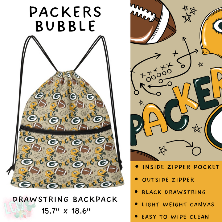Batch #420 - End Zone Gear - Closes 9/26 - ETA mid Nov - Packers Bubble Drawstring Backpack