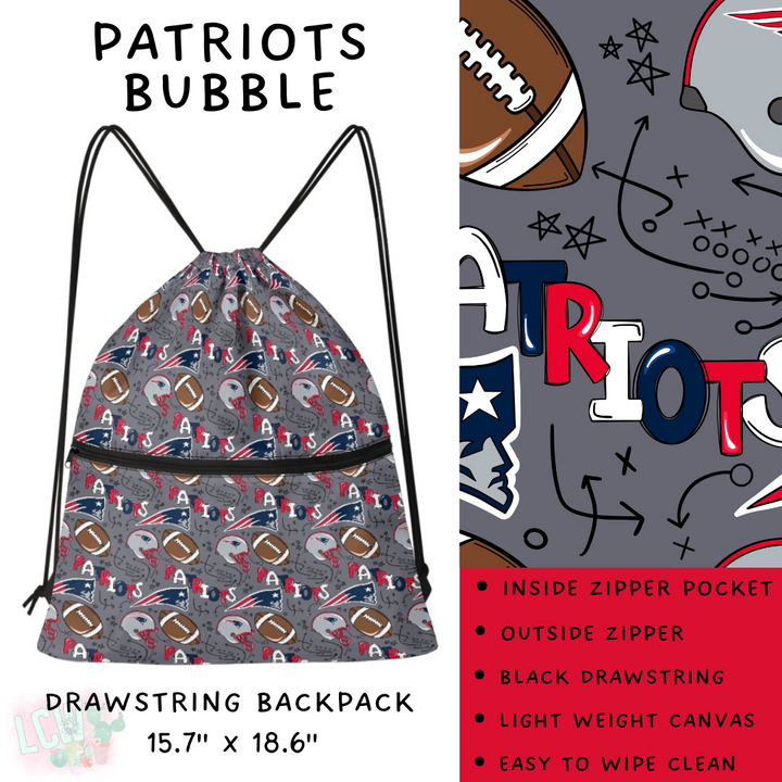 Batch #420 - End Zone Gear - Closes 9/26 - ETA mid Nov - Patriots Bubble Drawstring Backpack