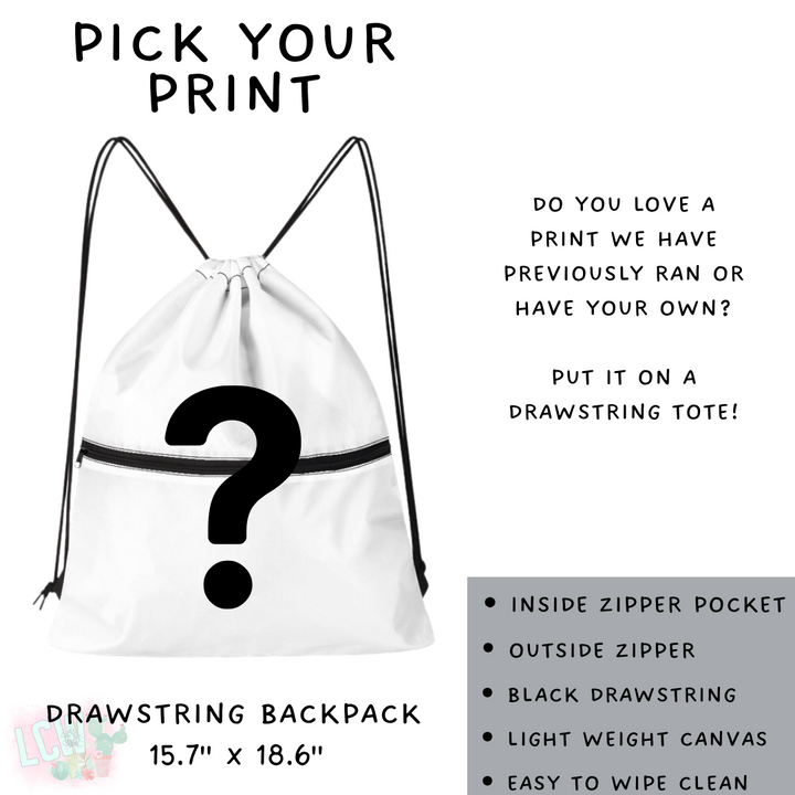 Batch #420 - End Zone Gear - Closes 9/26 - ETA mid Nov - Pick Your Print Bubble Drawstring Backpack