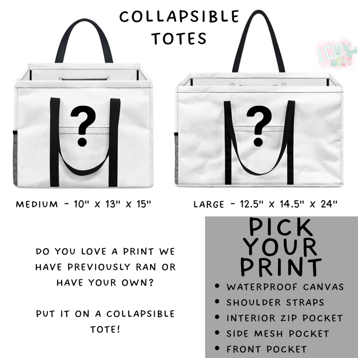 Batch #420 - End Zone Gear - Closes 9/26 - ETA mid Nov - Pick Your Print Collapsible Tote