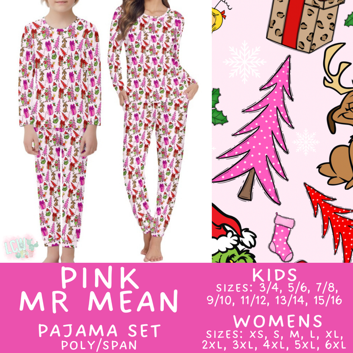 Batch #412 - Christmas Family Pajamas 2 - Closes 9/12 - ETA late October - Pink Mr Mean Women's & Kid's Pajama Set