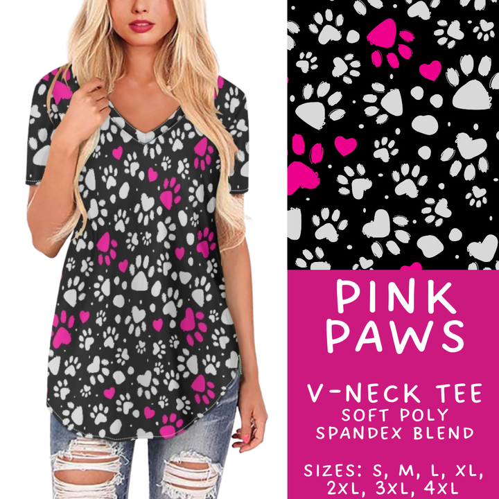 Batch #408 - Fun Run 14 - Closes 9/5 - ETA mid/late October - Pink Paws V-Neck Tee