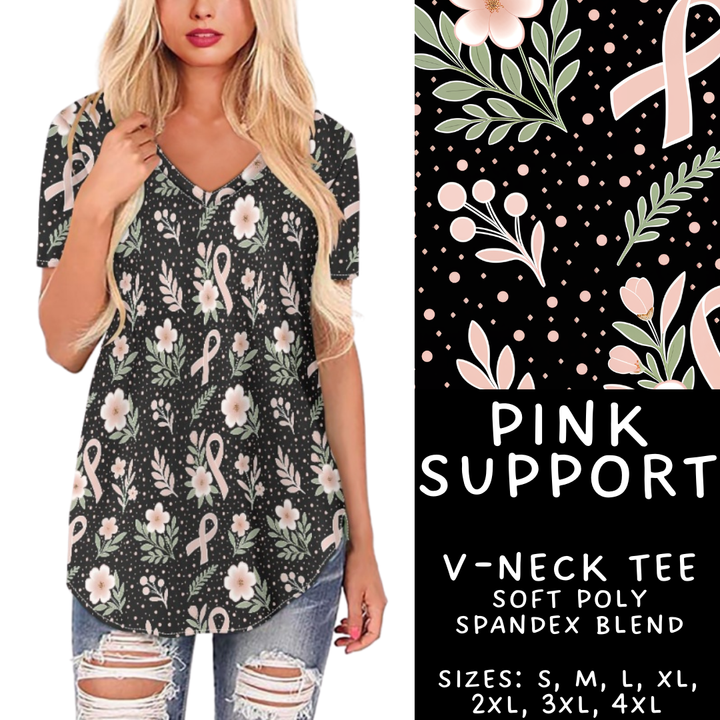Batch #408 - Fun Run 14 - Closes 9/5 - ETA mid/late October - Pink Support V-Neck Tee