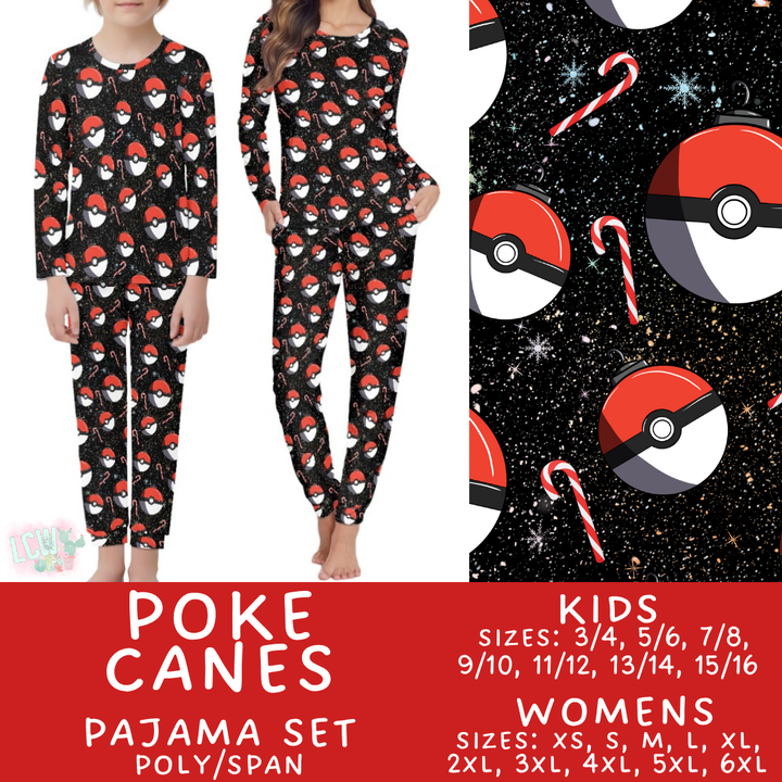 Batch #431 - Character Christmas Pajamas - Closes 10/16 - ETA late Nov - Poke Canes Women's & Kid's Pajama Set