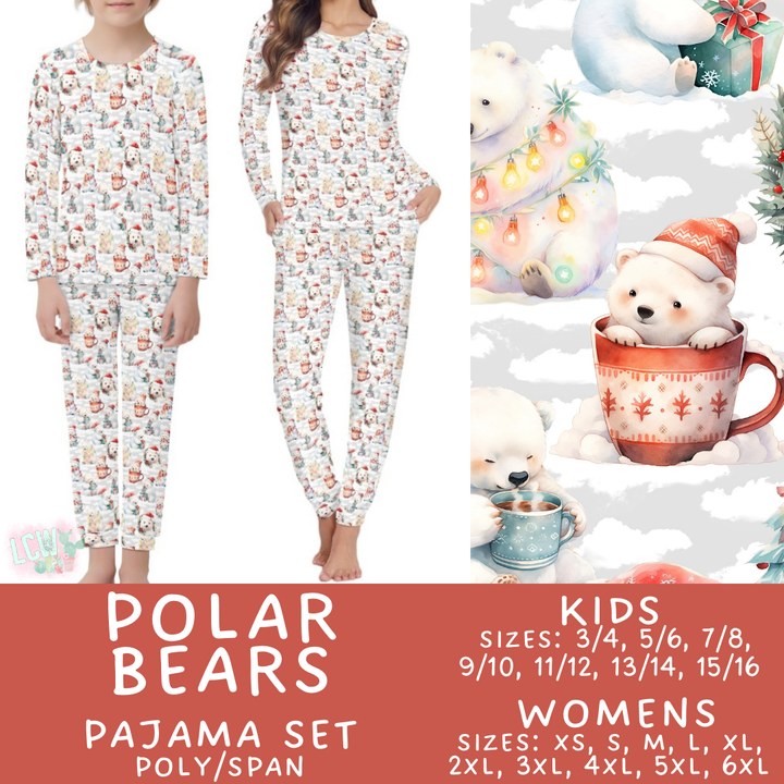 Batch #425 - Winter Family Pajamas - Closes 10/6 - ETA late Nov - Polar Bears Women's & Kid's Pajama Set