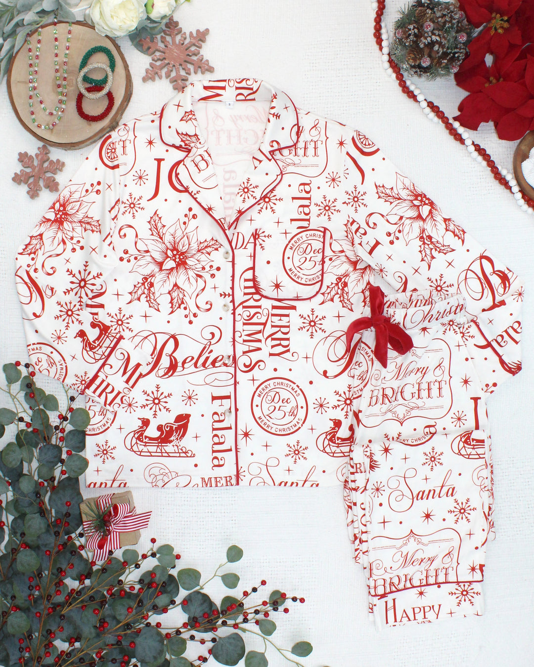 IN STOCK Pajama Top and Pants Set - Merry &amp; Bright