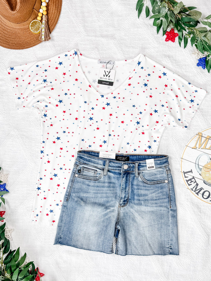 IN STOCK Chloe Cozy Tee - White Liberty Stars