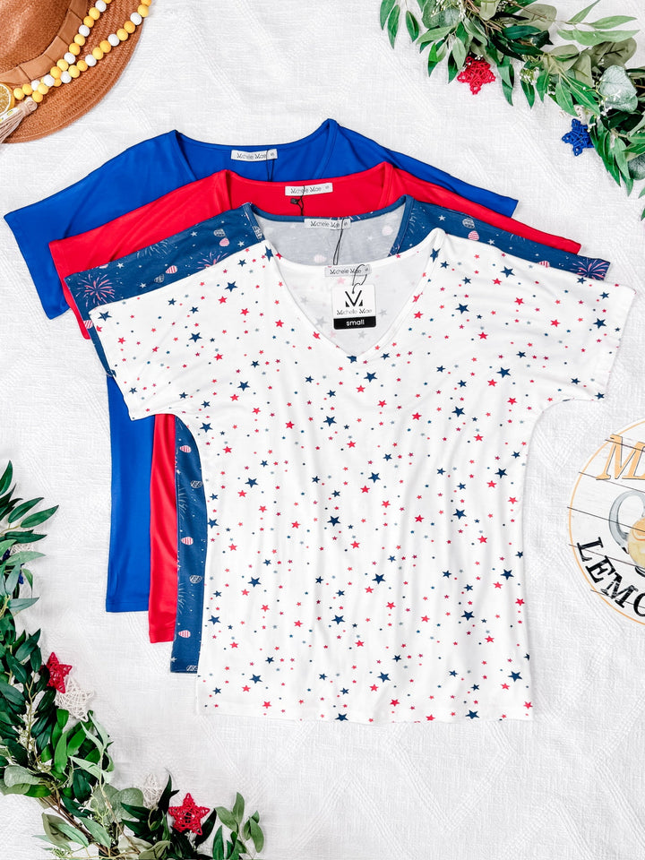 IN STOCK Chloe Cozy Tee - White Liberty Stars