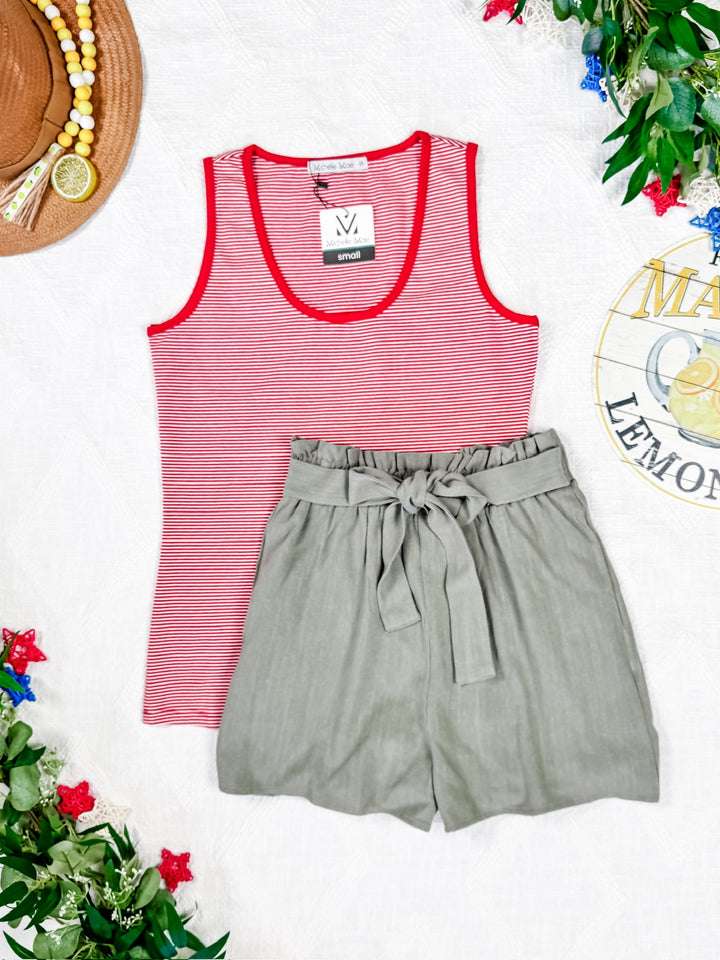 IN STOCK Libby Linen Shorts - Olive