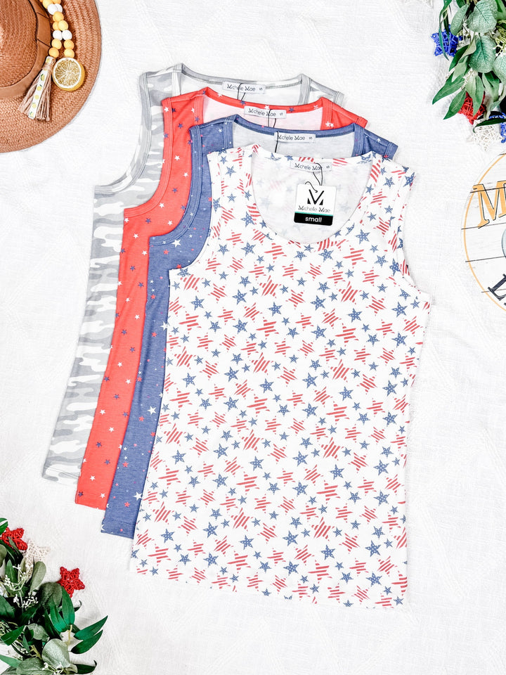 IN STOCK Ava Tank - Blue Liberty Stars