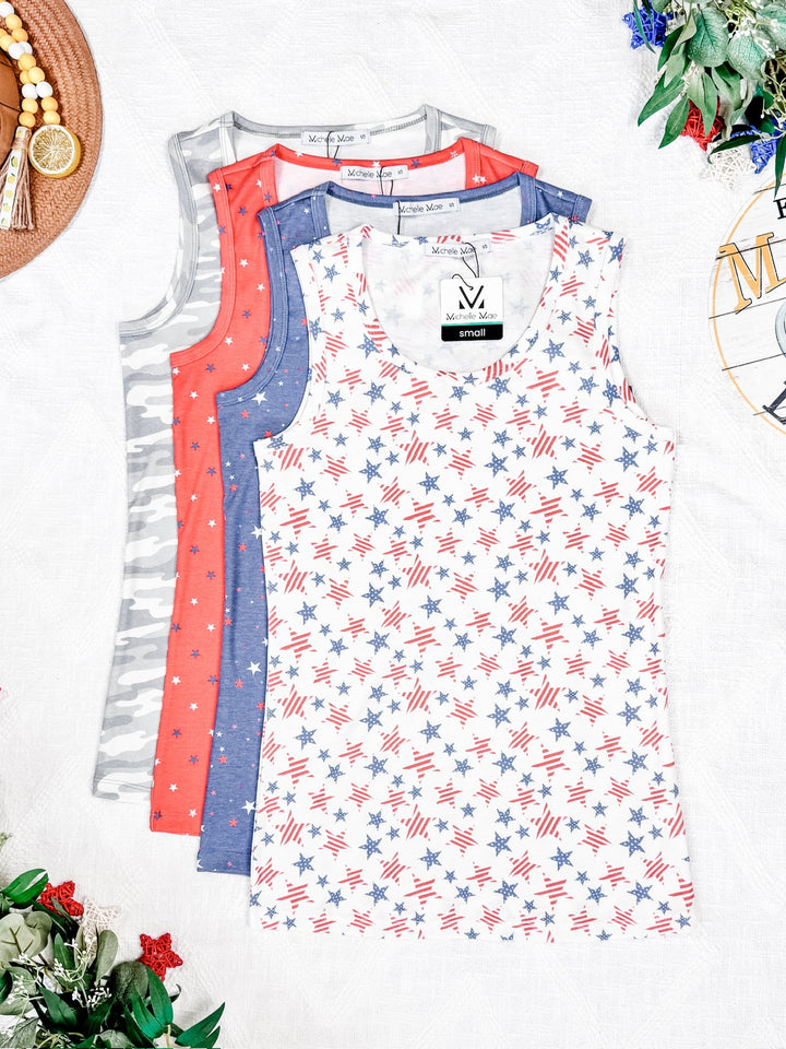 IN STOCK Ava Tank - Blue Liberty Stars