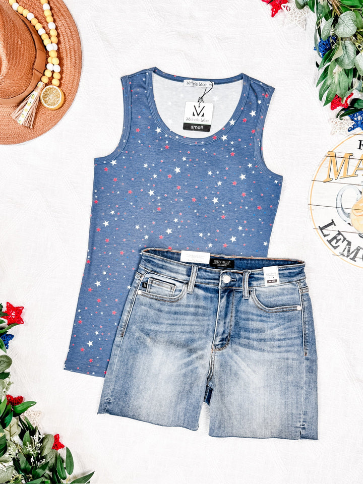 IN STOCK Ava Tank - Blue Liberty Stars
