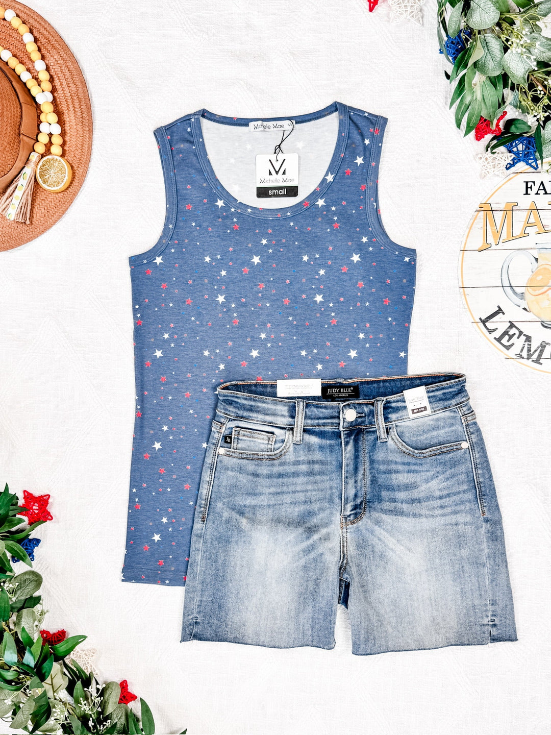 IN STOCK Ava Tank - Blue Liberty Stars