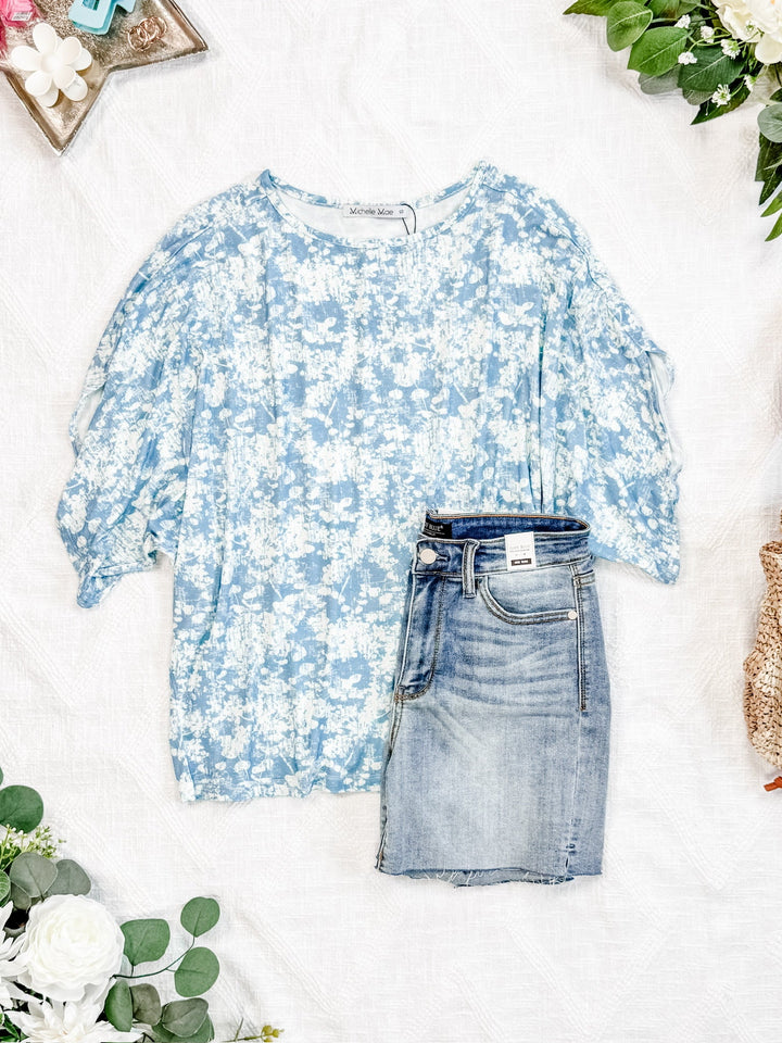 IN STOCK Darcy Dolman - Blue and Ivory Abstract FINAL SALE