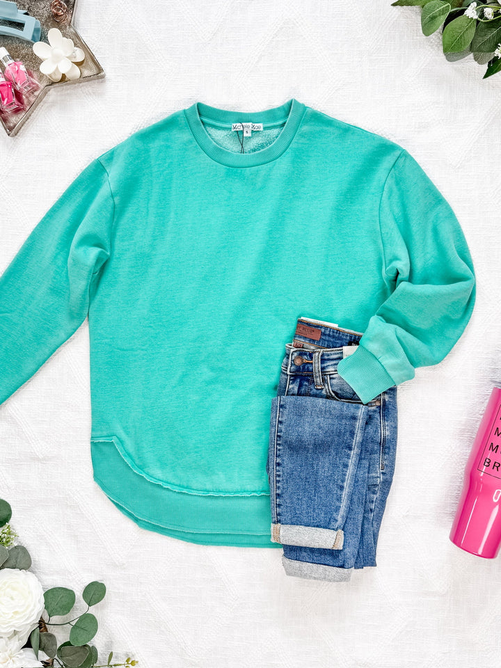 IN STOCK Vintage Wash Pullover - Caribbean Green FINAL SALE