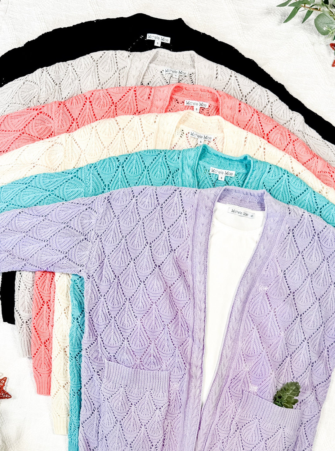 IN STOCK Open Knit Cardigan - Dusty Aqua