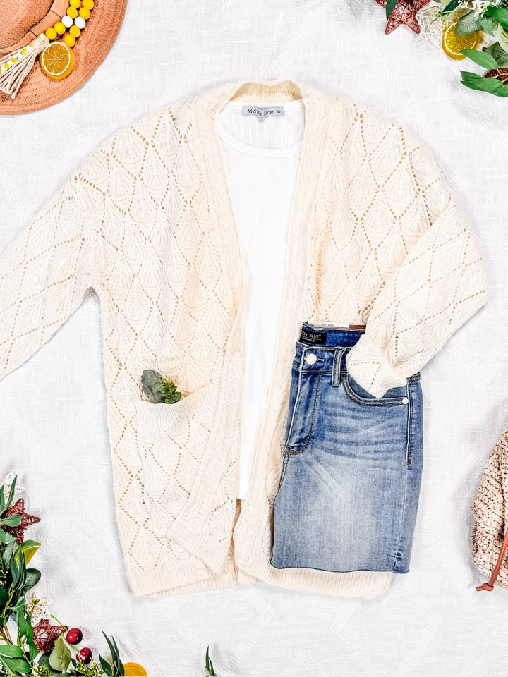 IN STOCK Open Knit Cardigan - Ivory