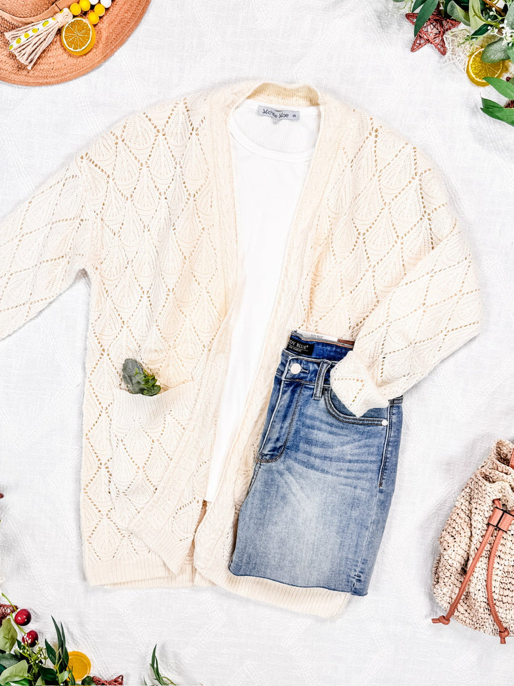 IN STOCK Open Knit Cardigan - Ivory