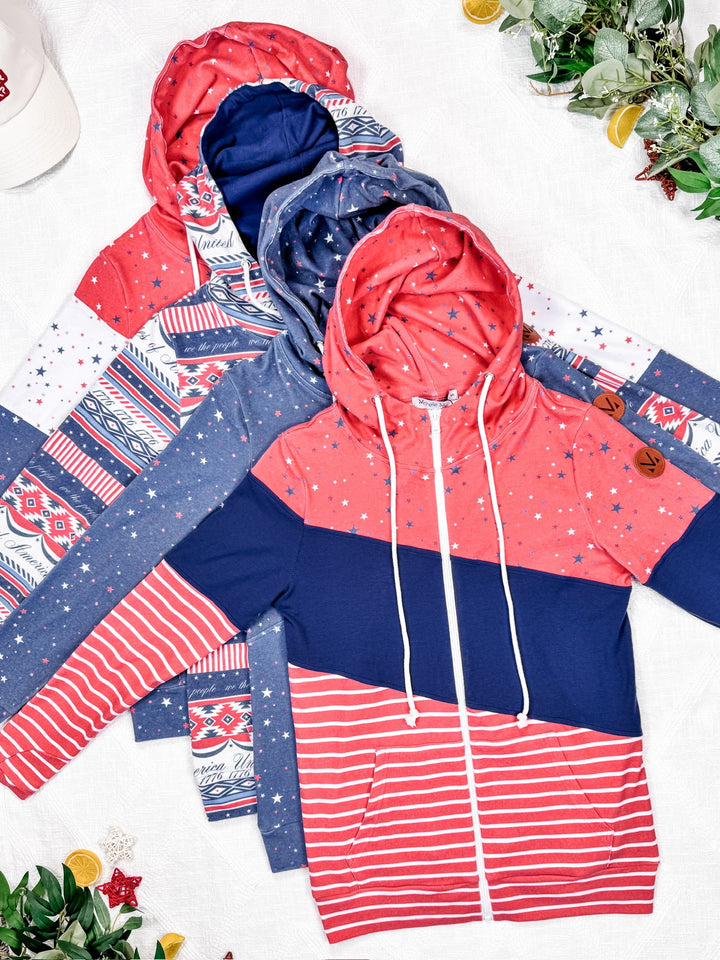 IN STOCK Colorblock Fullzip - Liberty Stars Trio