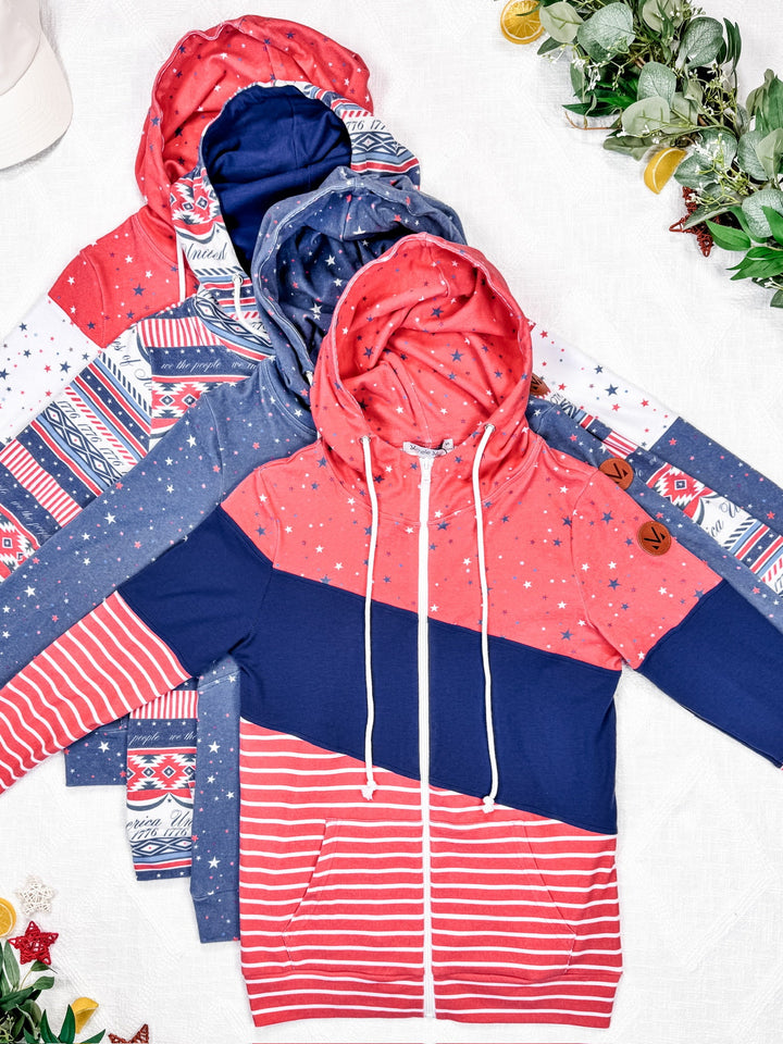IN STOCK Colorblock Fullzip - Liberty Stars Trio
