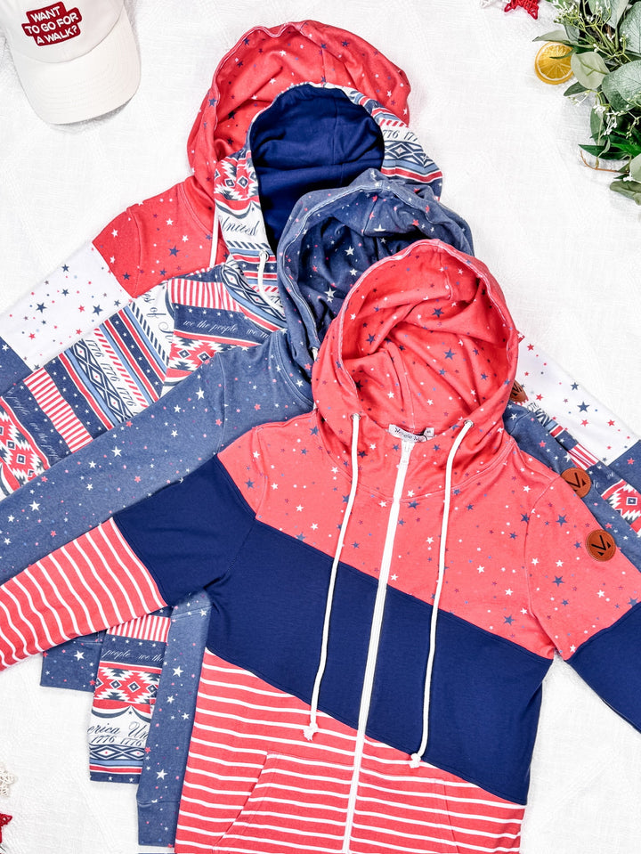 IN STOCK Colorblock Fullzip - Liberty Stars Trio