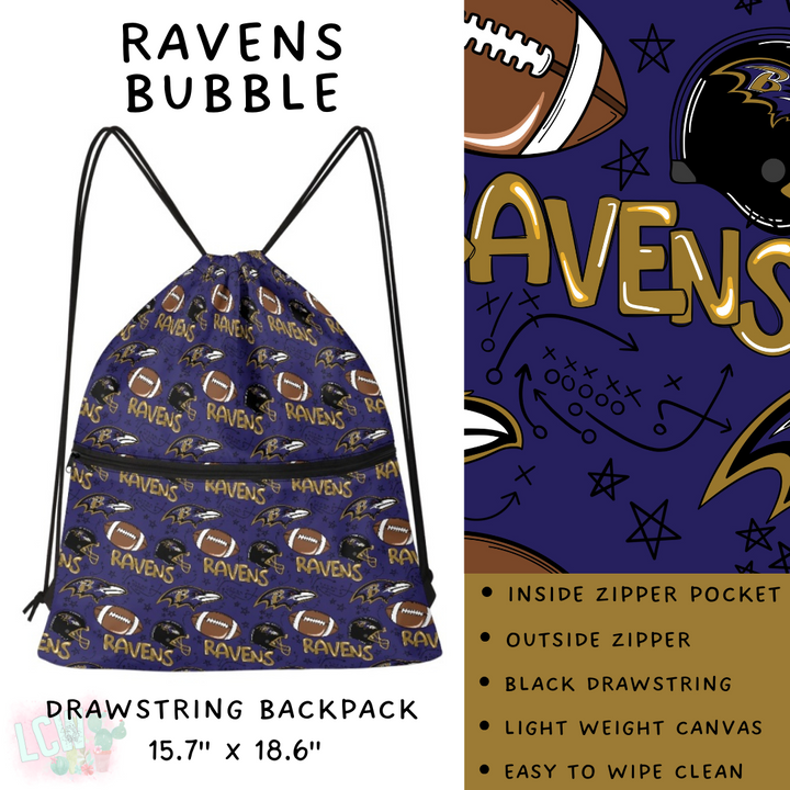 Batch #420 - End Zone Gear - Closes 9/26 - ETA mid Nov - Ravens Bubble Drawstring Backpack