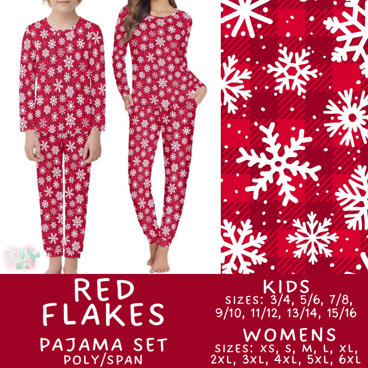 Batch #412 - Christmas Family Pajamas 2 - Closes 9/12 - ETA late October - Red Flakes Women's & Kid's Pajama Set