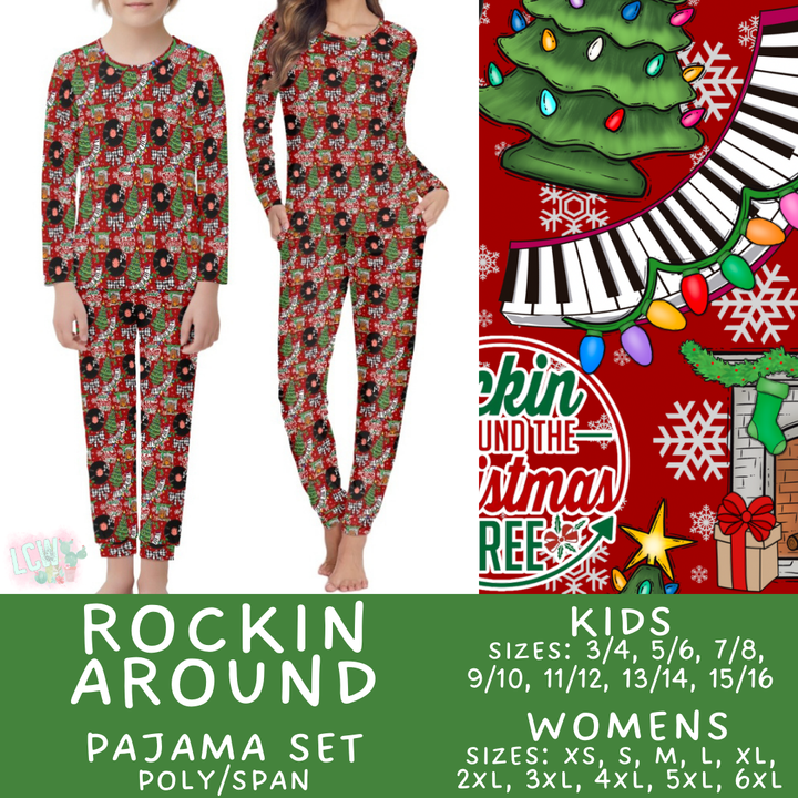 Batch #412 - Christmas Family Pajamas 2 - Closes 9/12 - ETA late October - Rockin Around Women's & Kid's Pajama Set