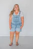 Rubies & Honey Cutoff Loose Fit Medium Wash Shorts Overalls