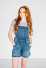 Rubies & Honey Cutoff Loose Fit Medium Wash Shorts Overalls