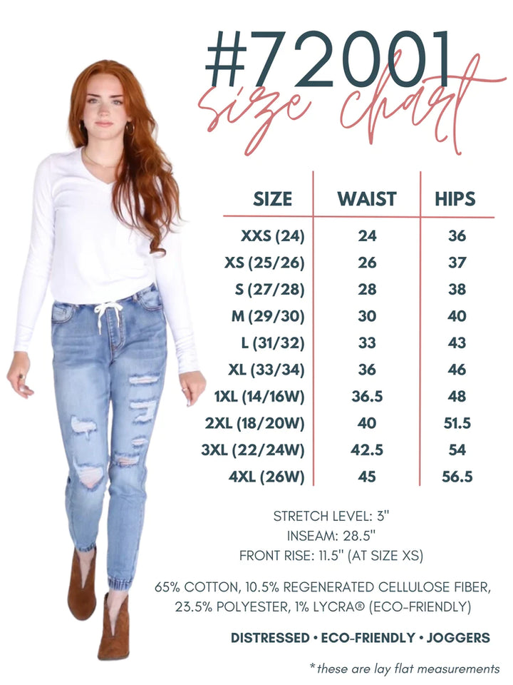 Rubies & Honey Hi-Rise Distressed Denim Joggers