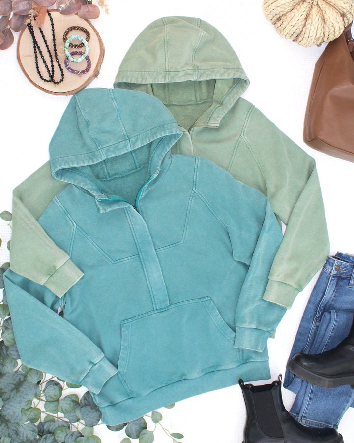 IN STOCK Ryker Vintage Wash Hoodie- Teal