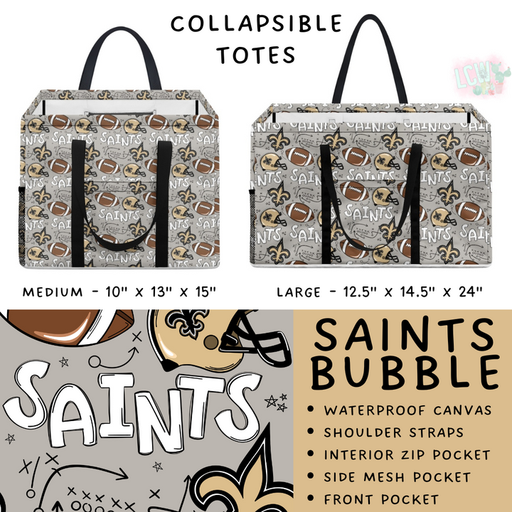 Batch #420 - End Zone Gear - Closes 9/26 - ETA mid Nov - Saints Bubble Collapsible Tote