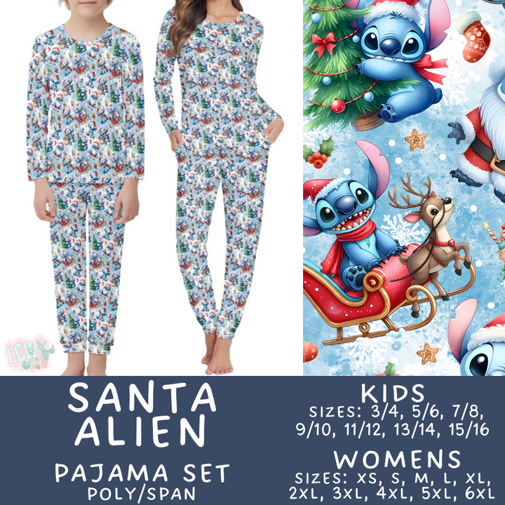 Batch #412 - Christmas Family Pajamas 2 - Closes 9/12 - ETA late October - Santa Alien Women's & Kid's Pajama Set